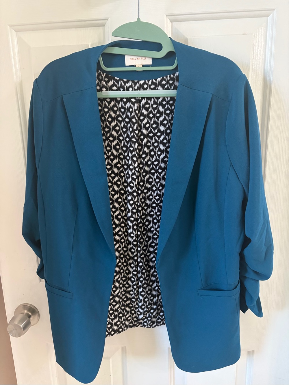 Skies Are Blue - Teal Open-Front Women’s Blazer Jacket